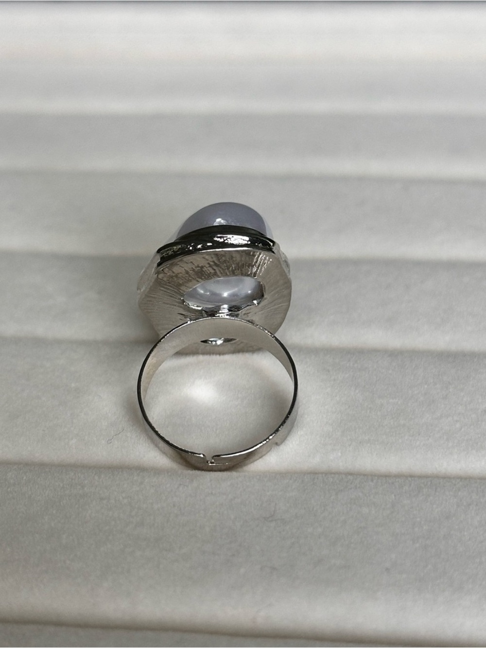 Silver Pearl Statement Ring - White - Picture 4 of 5
